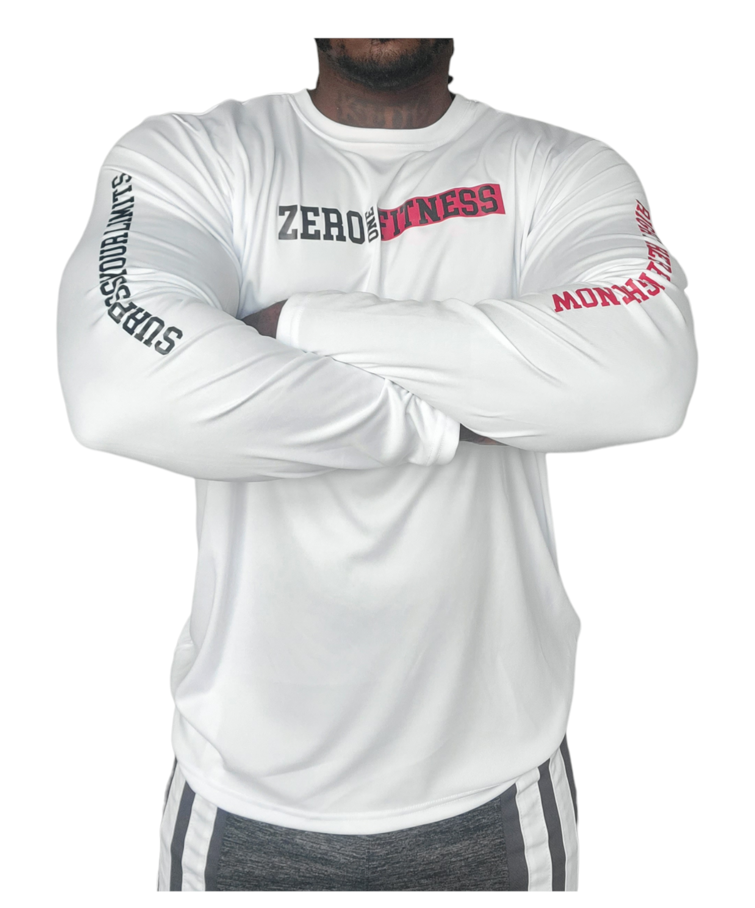 Z1F White Mens Long Sleeve (Frontal - Words)
